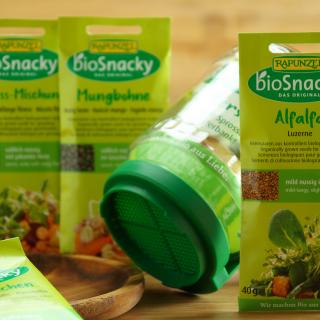 Starter Set Sprossenglas mit 4 Saaten bioSnacky