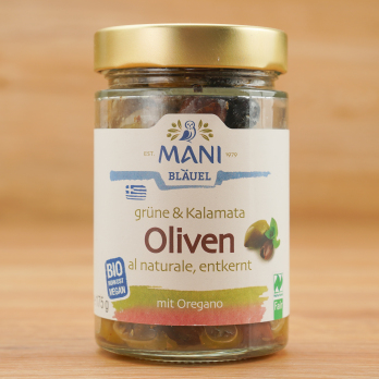 Grüne u Kalamata Oliven al naturale, entkernt