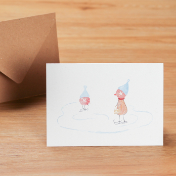 Weihnachtskarte Schlittschuh